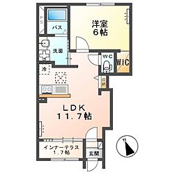 グランパーク高萩 1階1LDKの間取り