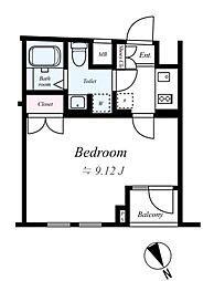 ビバリーホームズ田無III 2階1Kの間取り