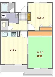 東京メトロ丸ノ内線 方南町駅 徒歩10分の賃貸マンション 2階2DKの間取り