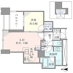 東京モノレール 天王洲アイル駅 徒歩8分の賃貸マンション 40階1LDKの間取り