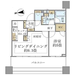 東京メトロ南北線 白金高輪駅 徒歩3分の賃貸マンション 12階1LDKの間取り