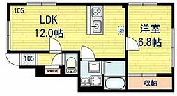 JR東北本線 尾久駅 徒歩4分の賃貸アパート 1階1LDKの間取り