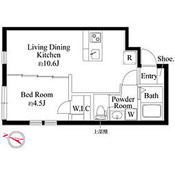 都電荒川線 滝野川一丁目駅 徒歩3分の賃貸マンション 4階1LDKの間取り