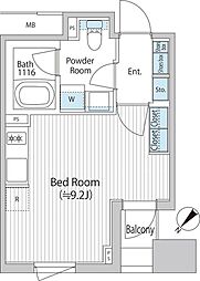 都営新宿線 浜町駅 徒歩6分の賃貸マンション 7階ワンルームの間取り