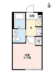 西武新宿線 沼袋駅 徒歩3分の賃貸アパート 2階1Kの間取り