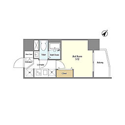 京成押上線 四ツ木駅 徒歩7分の賃貸マンション 13階1Kの間取り