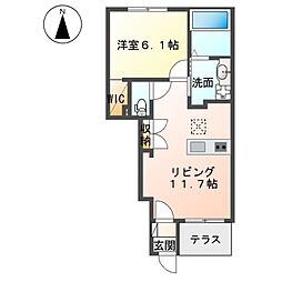 名鉄津島線 七宝駅 徒歩34分の賃貸アパート 1階1LDKの間取り