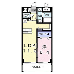 インテグラル我如古 2階1LDKの間取り