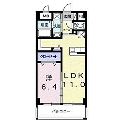 インテグラル我如古 3階1LDKの間取り