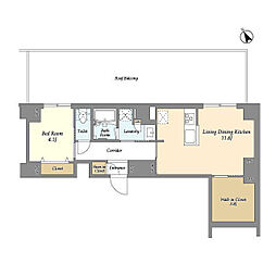 京王線 西調布駅 徒歩6分の賃貸マンション 6階1LDKの間取り