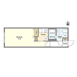 東急目黒線 洗足駅 徒歩8分の賃貸マンション 2階ワンルームの間取り