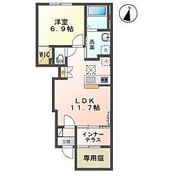 JR内房線 袖ケ浦駅 バス5分 中野下車 徒歩6分の賃貸アパート 1階1LDKの間取り