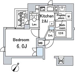 JR山手線 上野駅 徒歩4分の賃貸マンション 7階1Kの間取り