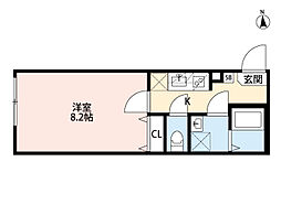 西武新宿線 都立家政駅 徒歩8分の賃貸アパート 3階1Kの間取り
