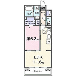 京王相模原線 京王堀之内駅 徒歩15分の賃貸アパート 1階1LDKの間取り