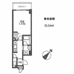 ロンスリー・ウエスト 3階1Kの間取り