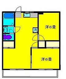 京王線 つつじヶ丘駅 徒歩5分の賃貸マンション 1階2LDKの間取り