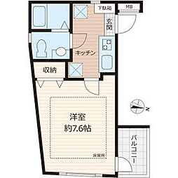 東武東上線 東武練馬駅 徒歩3分の賃貸マンション 2階1Kの間取り