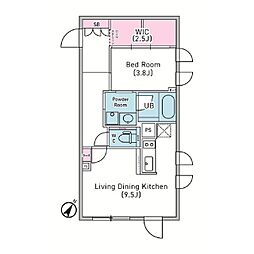 京王井の頭線 神泉駅 徒歩5分の賃貸マンション 1階1LDKの間取り