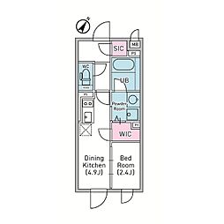 京王井の頭線 神泉駅 徒歩5分の賃貸マンション 2階1DKの間取り