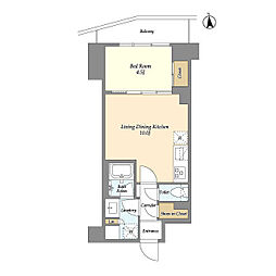 東武伊勢崎線 竹ノ塚駅 徒歩3分の賃貸マンション 7階1LDKの間取り