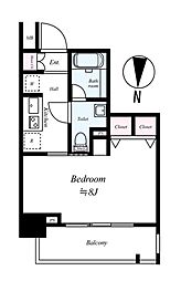 JR総武線 亀戸駅 徒歩7分の賃貸マンション 2階1Kの間取り