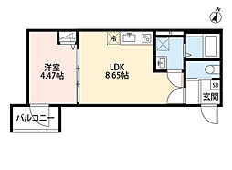 東武野田線 大宮公園駅 徒歩10分の賃貸アパート 3階1LDKの間取り