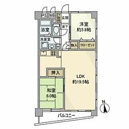 ライオンズマンション久米川 5階2LDKの間取り