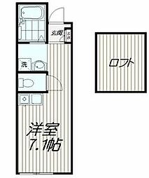 都営浅草線 西馬込駅 徒歩7分の賃貸アパート 1階ワンルームの間取り