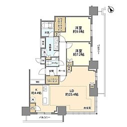 Ｂｒｉｌｌｉａ　Ｔｏｗｅｒ浜離宮 31階2LDKの間取り