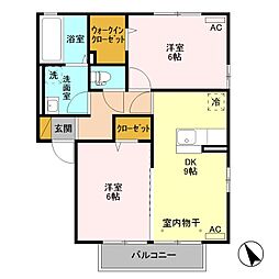 東武伊勢崎線 剛志駅 徒歩22分の賃貸アパート 2階2DKの間取り