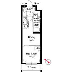 JR京浜東北・根岸線 赤羽駅 徒歩9分の賃貸マンション 2階1DKの間取り