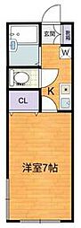 西武新宿線 鷺ノ宮駅 徒歩5分の賃貸アパート 1階1Kの間取り