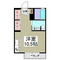 エルクレエ 3階ワンルームの間取り