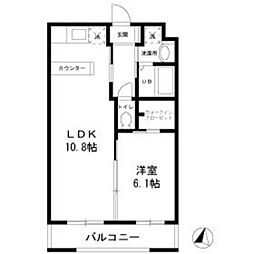 横浜市営地下鉄ブルーライン 三ツ沢下町駅 徒歩7分の賃貸マンション 3階1LDKの間取り