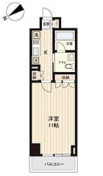 都営大江戸線 清澄白河駅 徒歩11分の賃貸マンション 5階1Kの間取り
