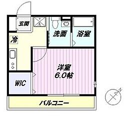東武伊勢崎線 大袋駅 徒歩10分の賃貸アパート 2階1Kの間取り