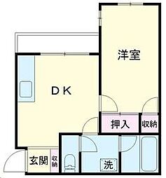 ソワーズ大宮 201 2階1DKの間取り