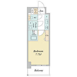 近鉄名古屋線 近鉄四日市駅 徒歩8分の賃貸マンション 9階1Kの間取り
