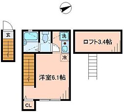 東京メトロ南北線 西ケ原駅 徒歩7分の賃貸アパート 2階ワンルームの間取り