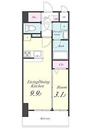 埼玉高速鉄道 川口元郷駅 徒歩2分の賃貸マンション 8階1LDKの間取り