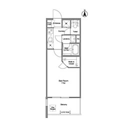 東京メトロ東西線 木場駅 徒歩9分の賃貸マンション 7階1Kの間取り