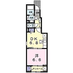 笹山ハイツさくら 1階1DKの間取り