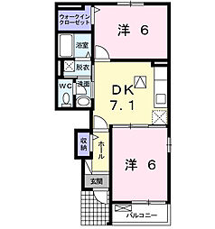 JR鹿島線 鹿島神宮駅 バス15分 大久保入口下車 徒歩5分の賃貸アパート 1階2DKの間取り