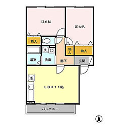コンフォル ターブル 2階2LDKの間取り