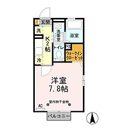 つくばエクスプレス 六町駅 徒歩4分の賃貸アパート 1階1Kの間取り