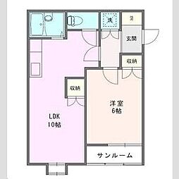リエスふじみ野北野 205 2階1LDKの間取り