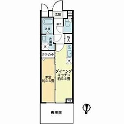 東急池上線 池上駅 徒歩7分の賃貸マンション 1階1DKの間取り
