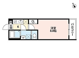 B-house 南流山(ビーハウス ミナミナガレヤマ) 3階1Kの間取り
