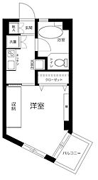 ハイネス大久保 2階1Kの間取り